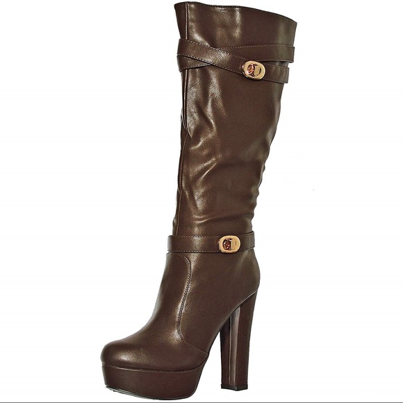 Mid-Calf Chunky Heel Platform Boot - Picture 1 of 5